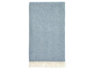 British Wool Herringbone Throw - Teal