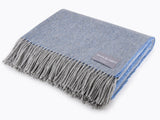 Herringbone 100% Wool Blanket - Sky Blue