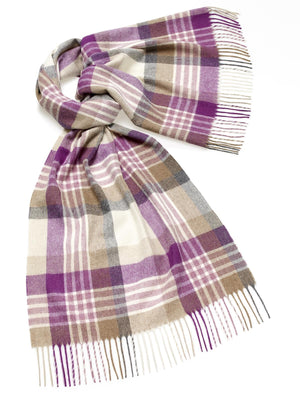 Check Lambswool Wide Scarf - Newsham Lilac