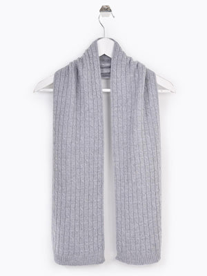 Cable Knit Merino Scarf - Grey