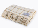 Windowpane 100% Wool Blanket - Cream/Yellow