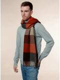 Check Lambswool Wide Scarf - Bamburgh Sienna