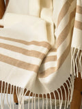 Classic Stripe Alpaca Blend Throw - Ecru