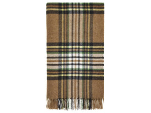 St Ives Check Pure New Wool Throw - Camel