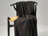 Classic Plaid Brushed Cashmere Blend Throw - Dark Brown