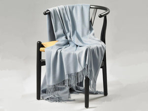 Classic Plain Ripple 100% Cashmere Throw - Dark Aqua