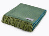 XL Herringbone 100% Wool Blanket - Green/Blue