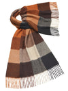 Check Lambswool Wide Scarf - Bamburgh Sienna