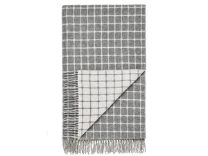 Athens Check Merino Lambswool Throw - Grey