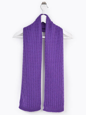 Cable Knit Merino Scarf - Purple