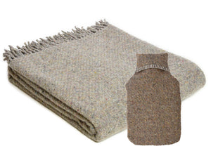 Recycled Blanket & Hot Water Bottle - Almond - SAVE £12