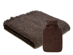 Recycled Blanket & Hot Water Bottle - Coffee - SAVE £12