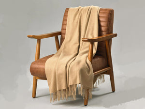 Classic Plain Ripple 100% Cashmere Throw - Camel