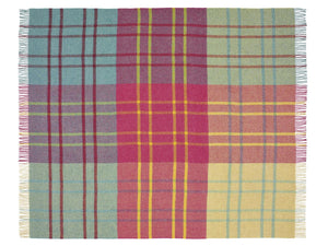 Stormness Check Pure New Wool Throw - Cerise/Mint