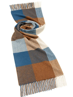 Check Lambswool Extra Wide Scarf - Sledmere Teal/Rust