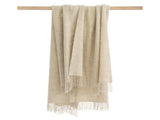 Herringbone Natural Undyed Pure Wool Throw - Ecru