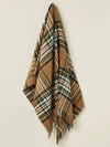 St Ives Check Pure New Wool Throw - Camel